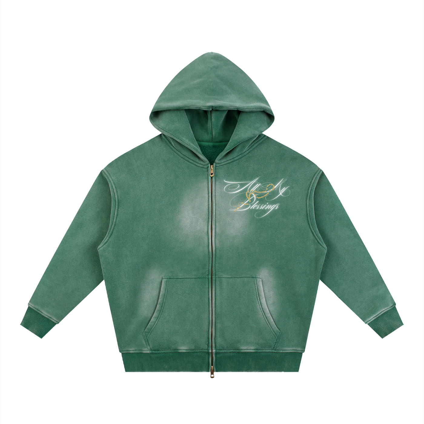 Sunfade Two-way Zipper Boxy Fleece Hoodie