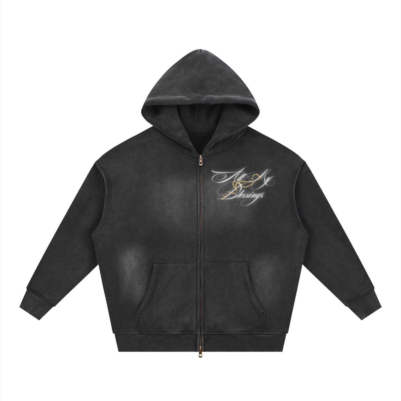 Sunfade Two-way Zipper Boxy Fleece Hoodie