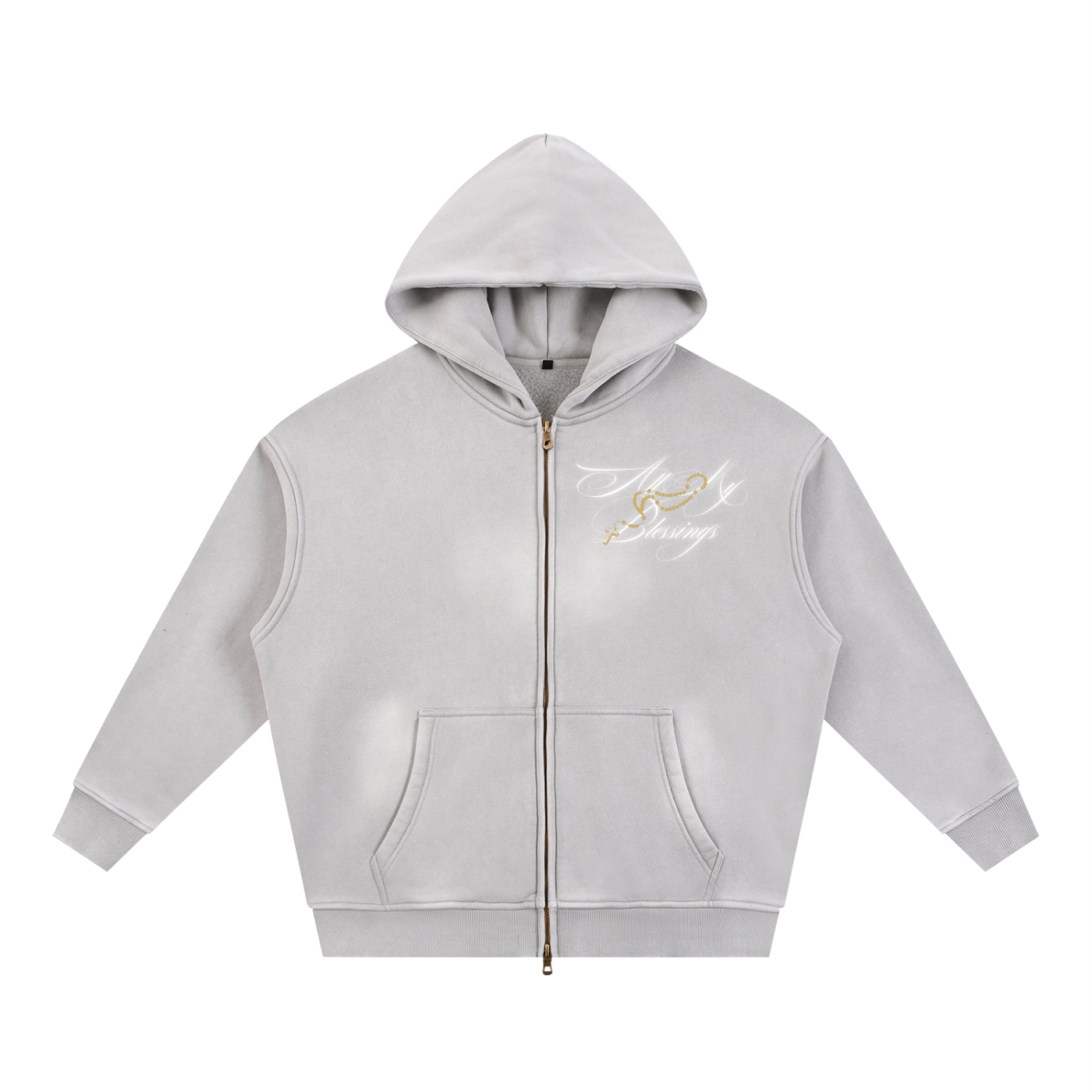 Sunfade Two-way Zipper Boxy Fleece Hoodie